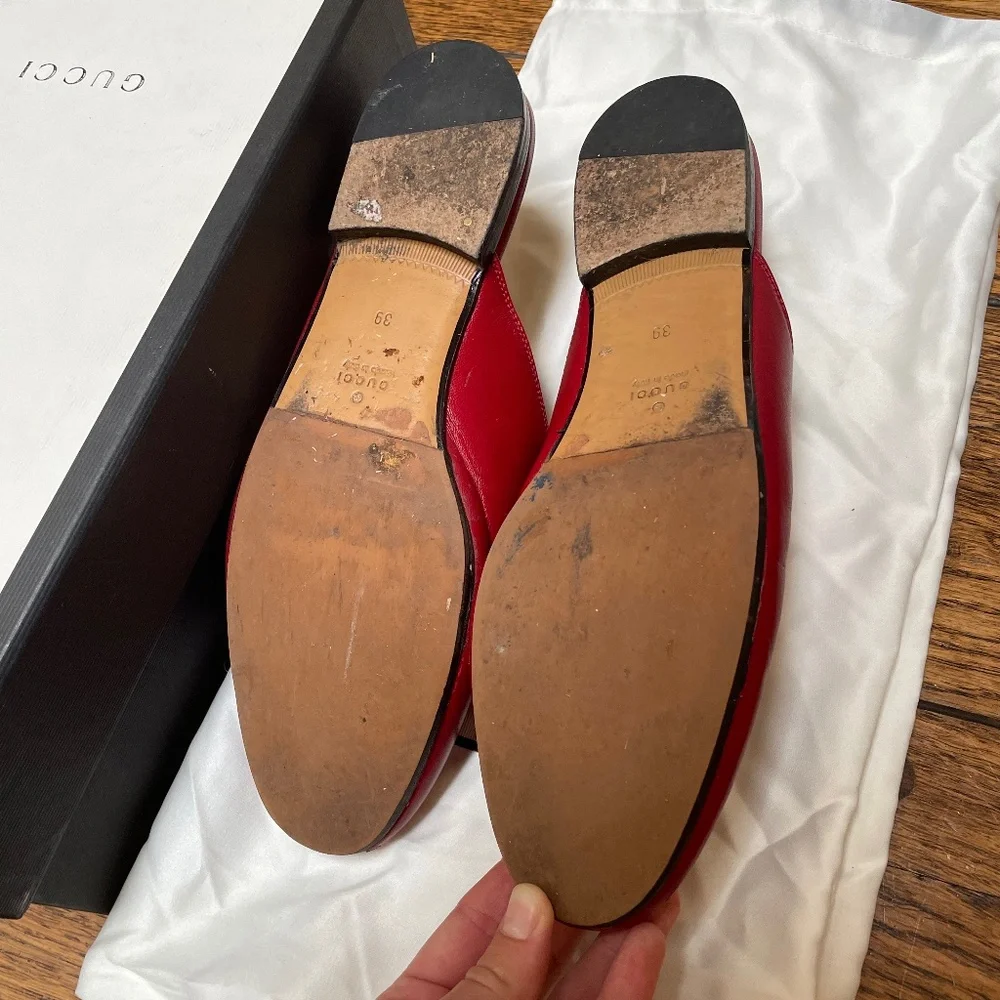 Gucci Horsebit RED Leather  Loafer Slides Womens - Picture 3 of 5